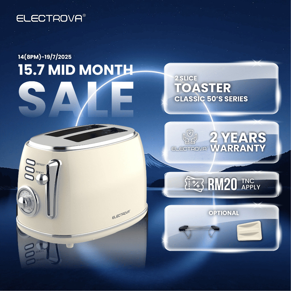 Electrova 2 Slice Toaster Classic 50's Series | Shopee Malaysia