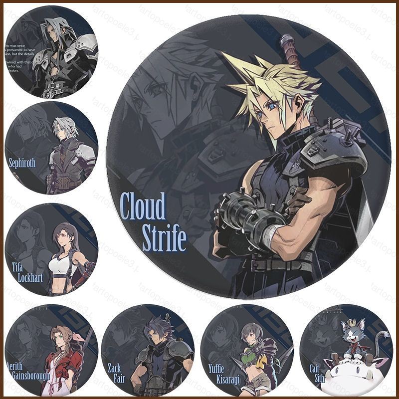 ST3 Final Fantasy VII Remake tinplate badge mirror keychain Cloud ...