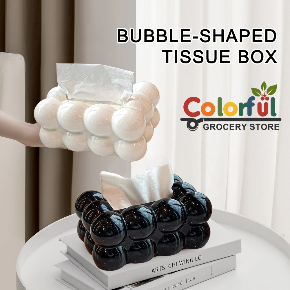 Cute Plastic Spring Loaded Tissue Box Cream Marshmallow Style Tissue ...