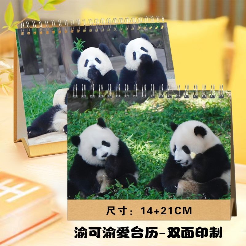 Bs Big Panda Bear Yu Keyu Love 2024 Double-Sided Desk Calendar Single ...