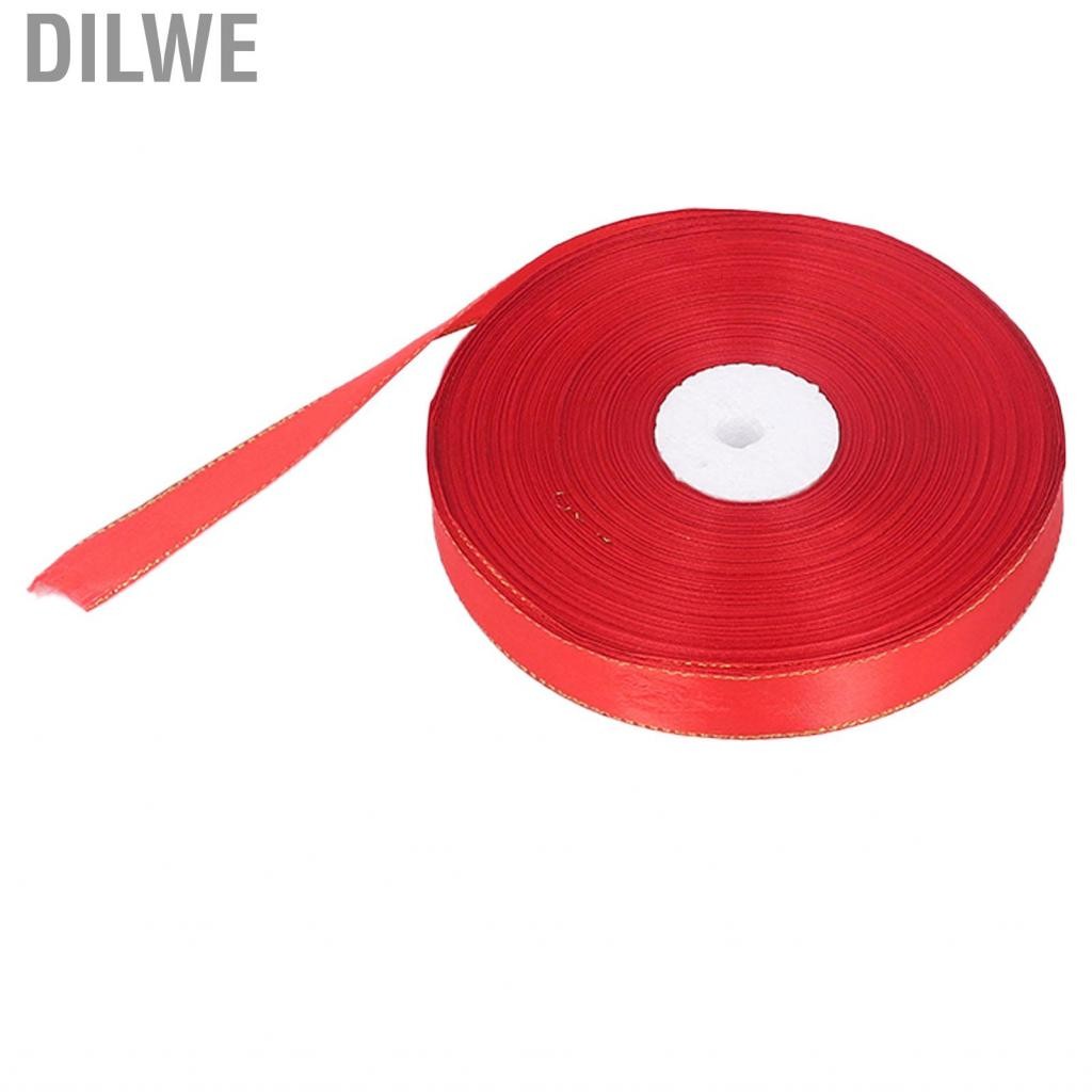 Dilwe 2Rolls Gold Edged Red Ribbon 200 Yards Total Glossy Luxurious ...