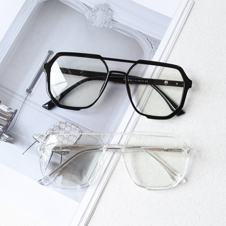 TR90 Double Beam Glasses Frame Large frame Eyewear Men Women Square ...