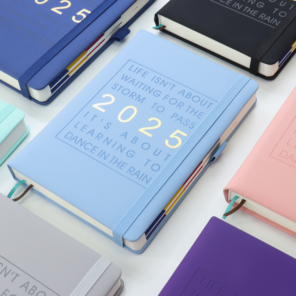 2025 Weekly & Monthly Planner A5 Notebook 100 GSM Paper PU Leather Hard ...
