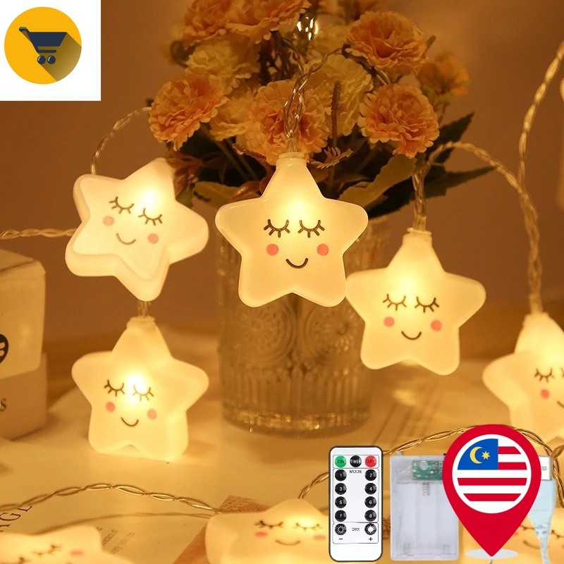 MK2 1.5M 3M LED Expression Star Light String Cute Smiley Face Lights ...
