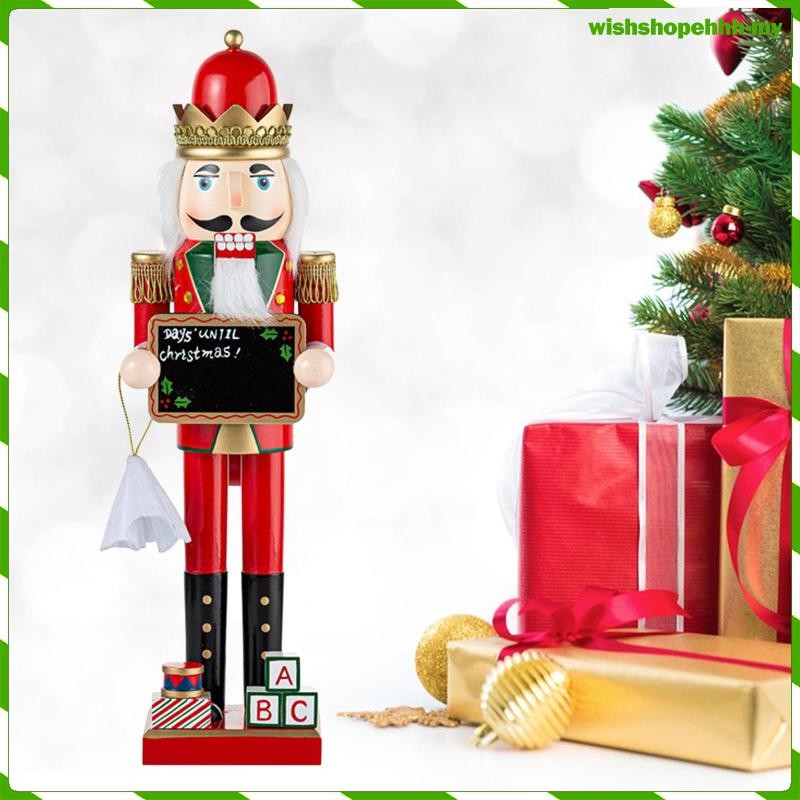 BESPORTBLE 12in Wooden Nutcracker Puppet Statue Christmas Decoration: Festive Glitter Soldier Figurine
