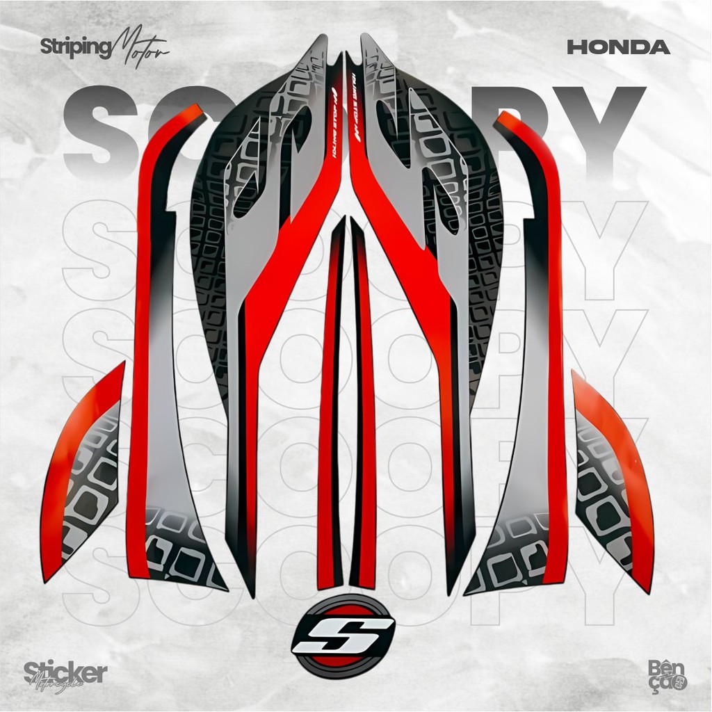 MERAH HITAM Striping motorbike stickers | Honda SCOOPY SPORTY FI 2019 ...