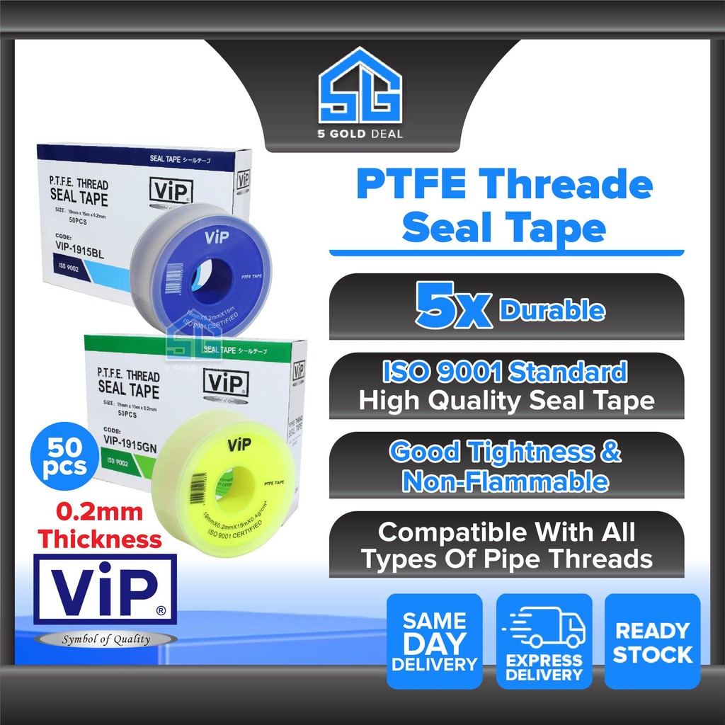 ViP PTFE White Seal Tape Water Plumbing Hose Seal Anti Leakage Thread ...