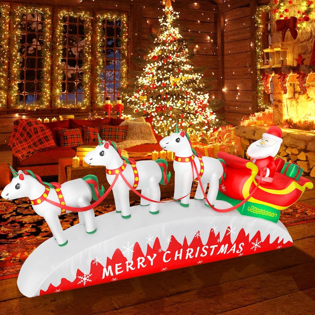 10FT Christmas Inflatables Outdoor Decorations,Santa Claus with 3 ...