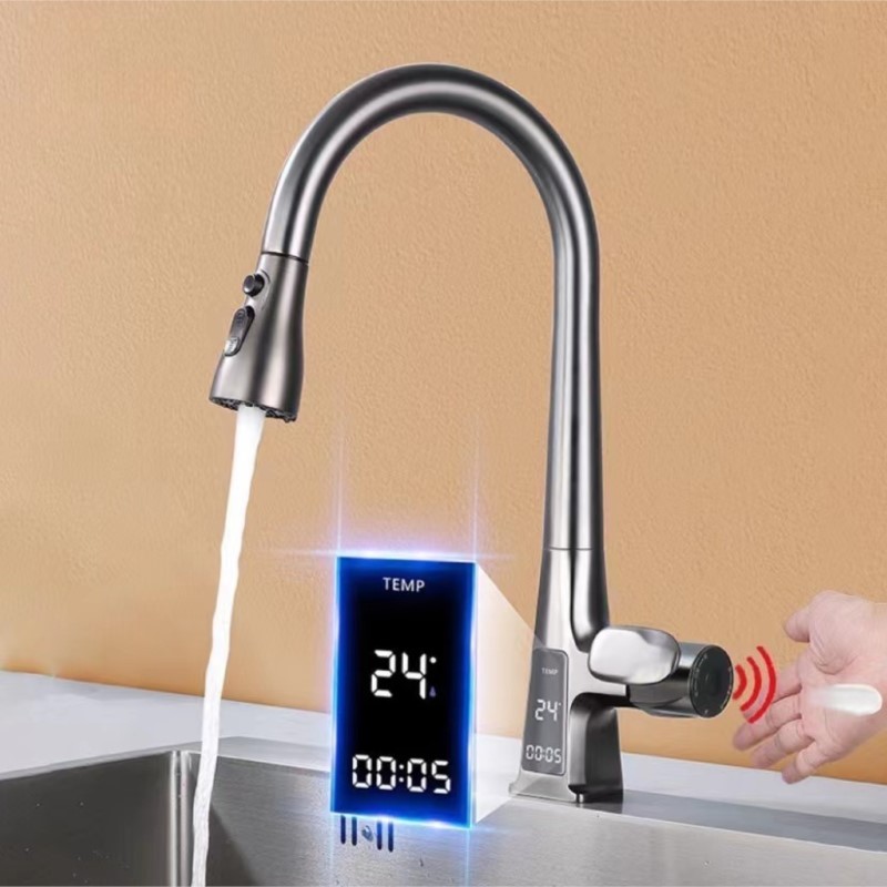 Smart Sensor Pull Out Kitchen Faucet Touchless Digital Display Water ...
