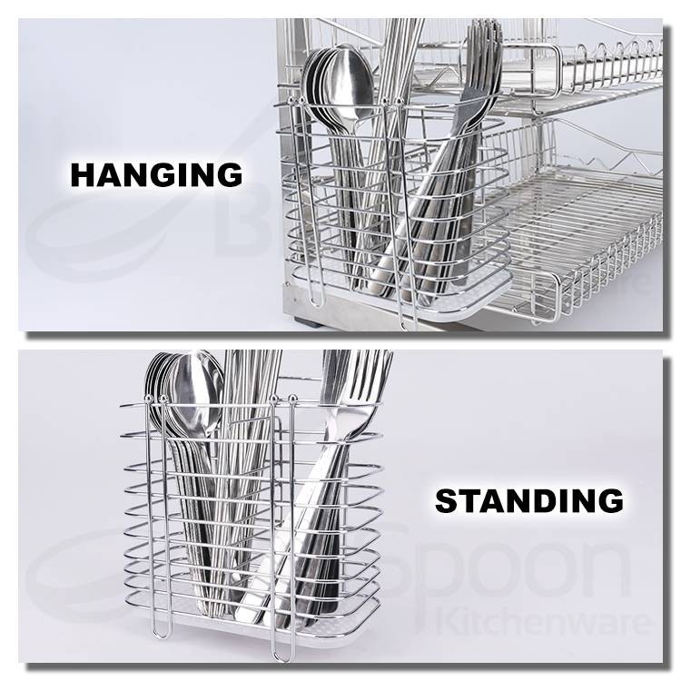 STAINLESS STEEL COMPARTMENT HANGING SPOON AND FORK ORGANIZER STAND ...