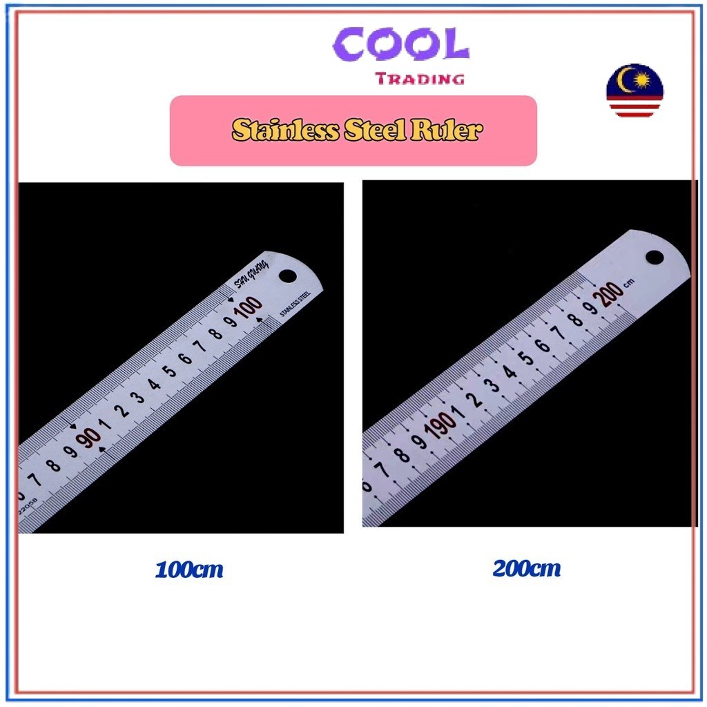 P 100cm / 200cm Ruler Stainless Steel 40 Inch 78 Inch For Office Store ...