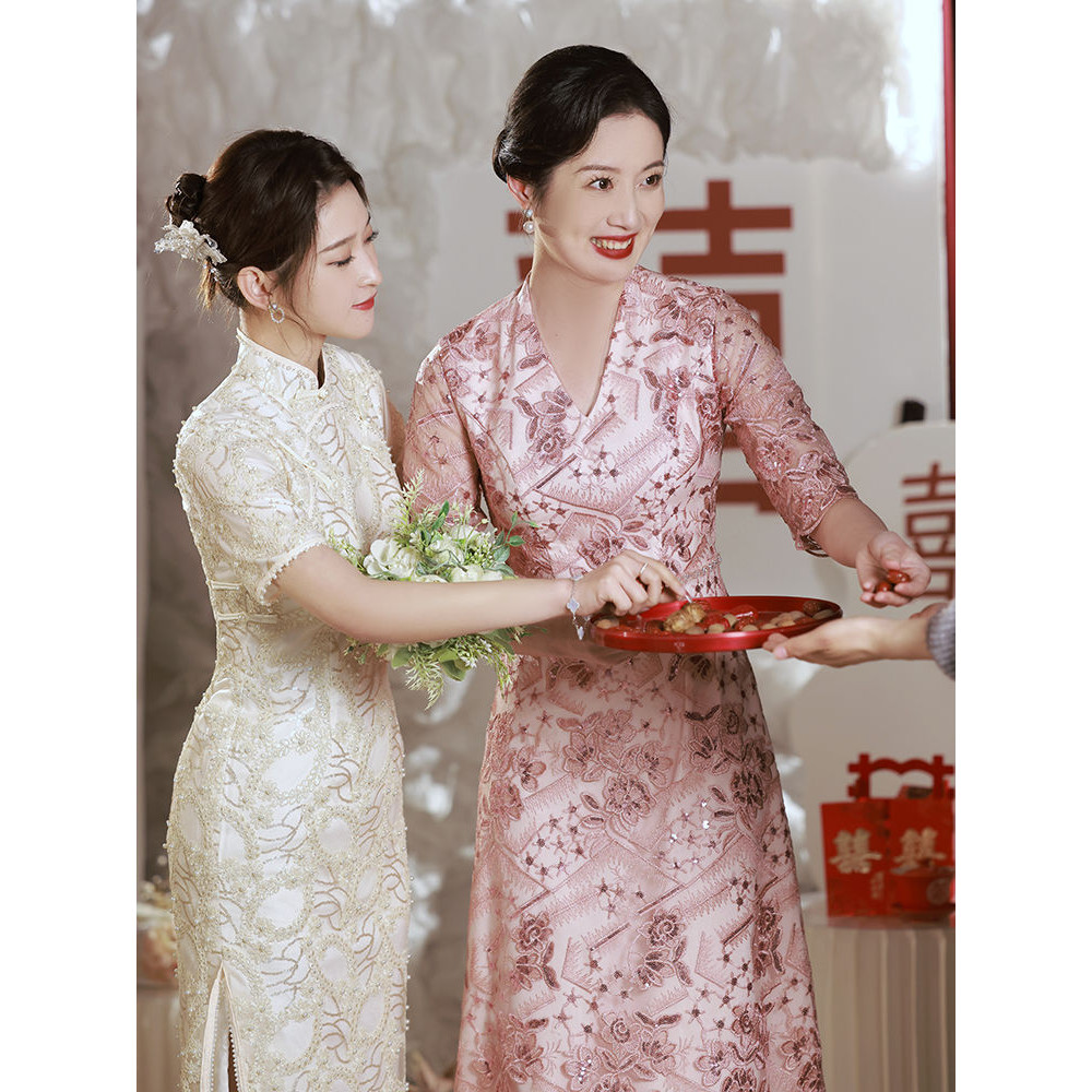 9.15 High End Young Woman Mother in law Wedding Dress Noble Western style Mother in law Pink Happy Mother in la Shopee Malaysia