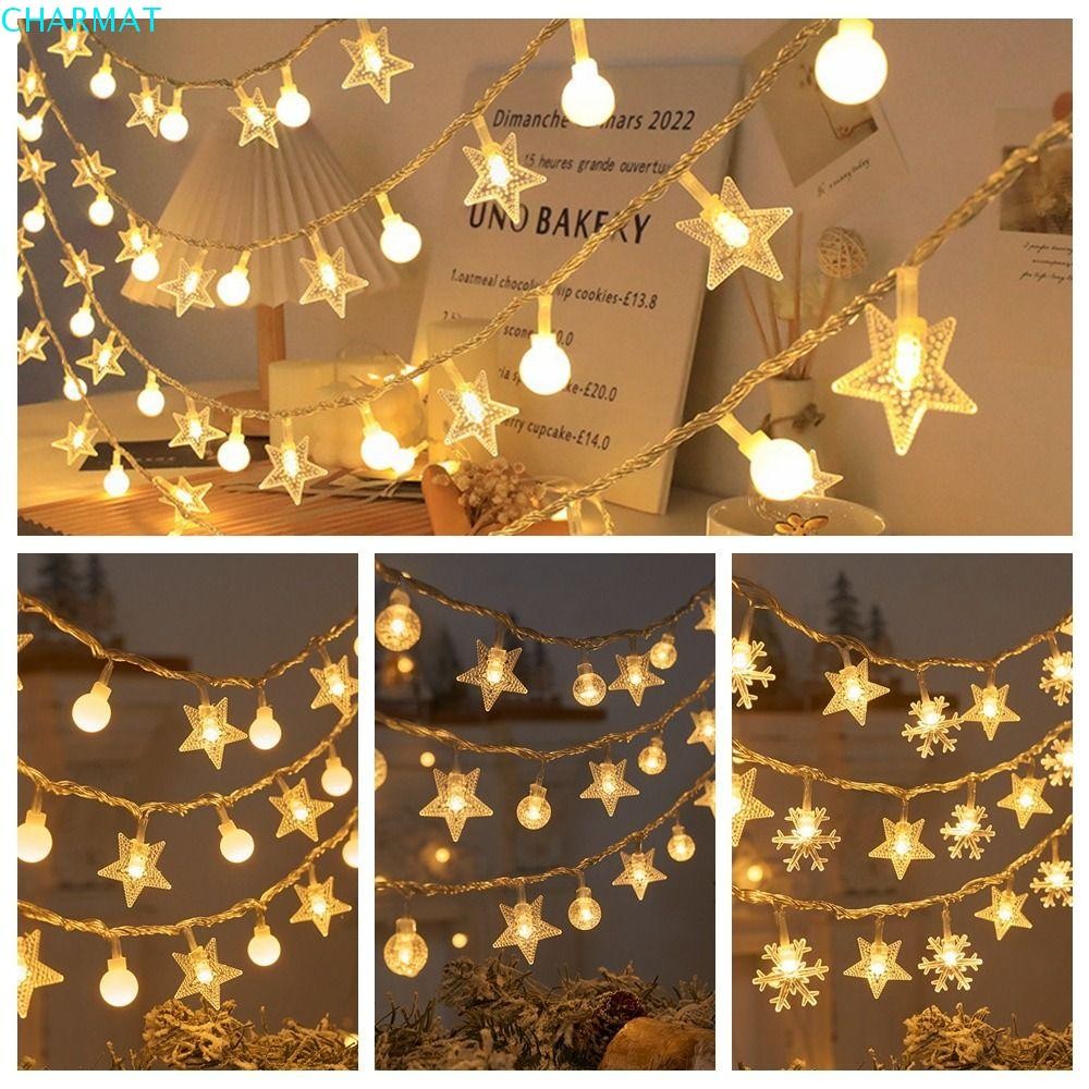 CHARMAT Snowflake Light String, Fairy Light Battery Powered Stars ...