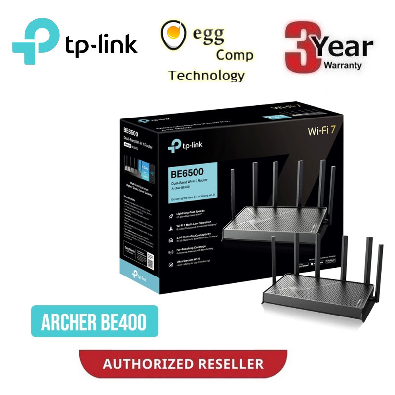 TP-LINK ARCHER BE400 6500MBPS DUAL BAND WIFI 7 ROUTER | Shopee Malaysia