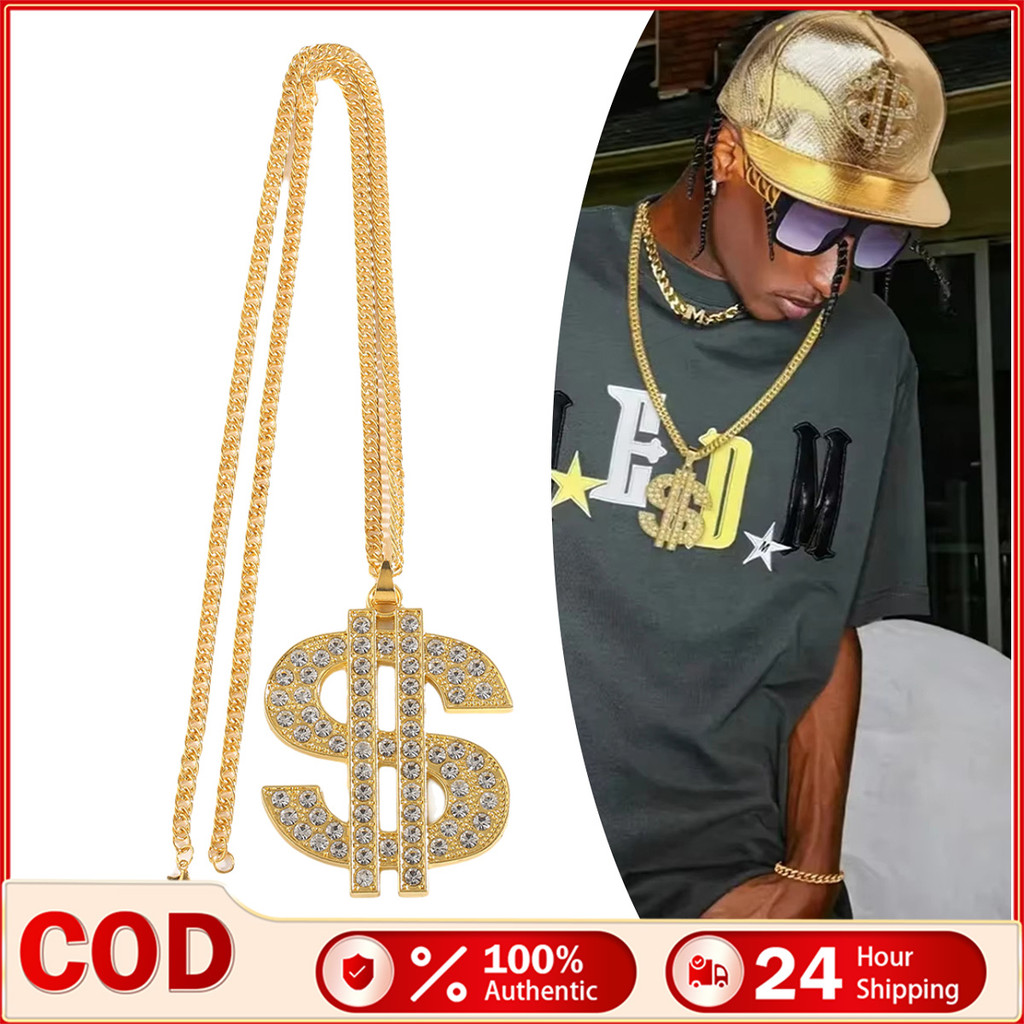 Golden chunky chain Dollar Sign Hip Hop Pendant Necklace Exaggerated ...