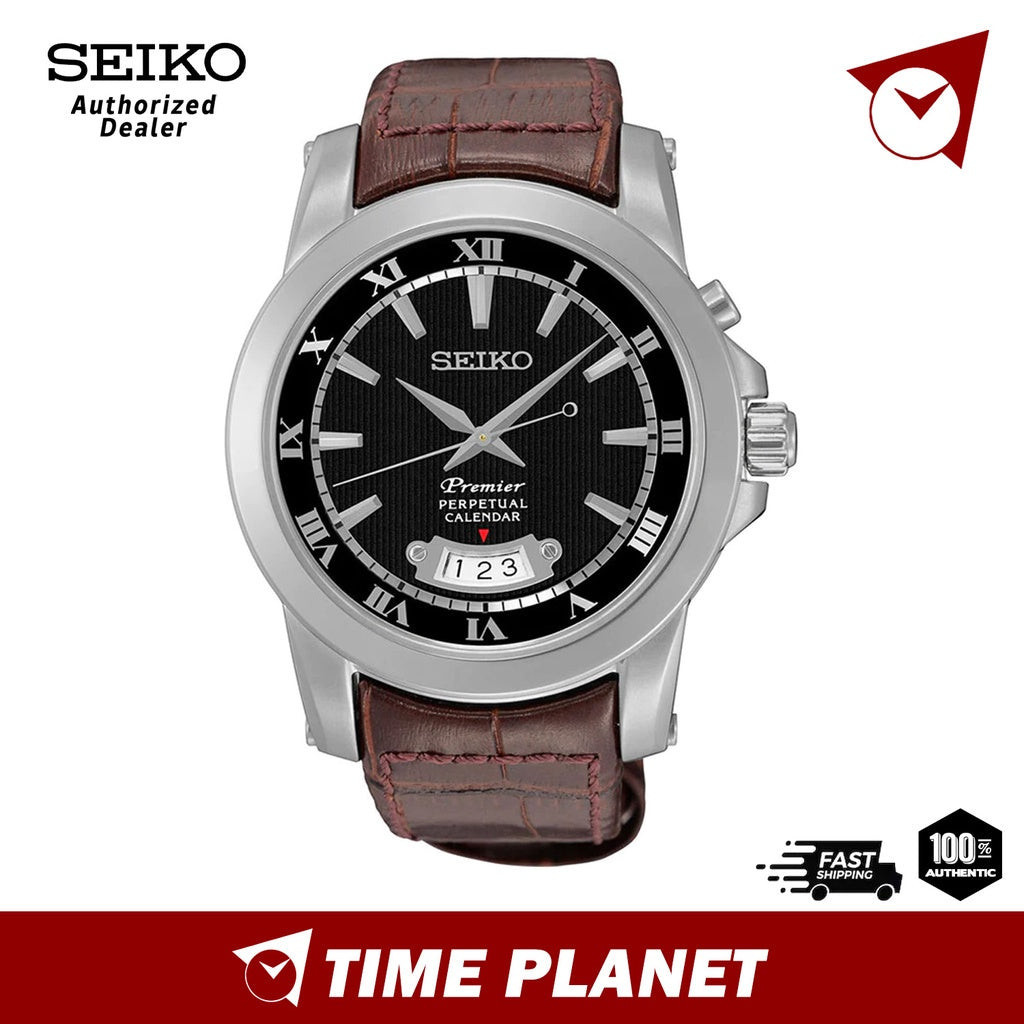 Seiko Premier Perpetual Calendar Leather Band Strap Men Watch SNQ149P1 Shopee Malaysia