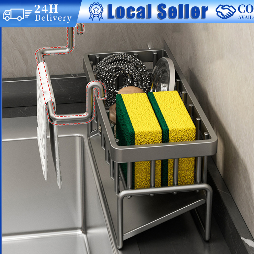 Sponge Holder Kitchen Sink Shampoo Soap Storage Shelf Bathroom Sponge ...