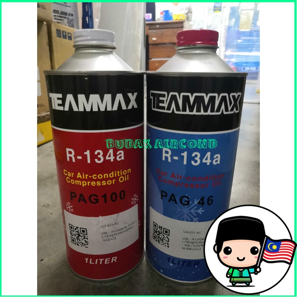 COMPRESSOR OIL R134 (TEAMAX) PAG 100 PAG 46 -1 LITER 1000ML AIRCOND CAR ...