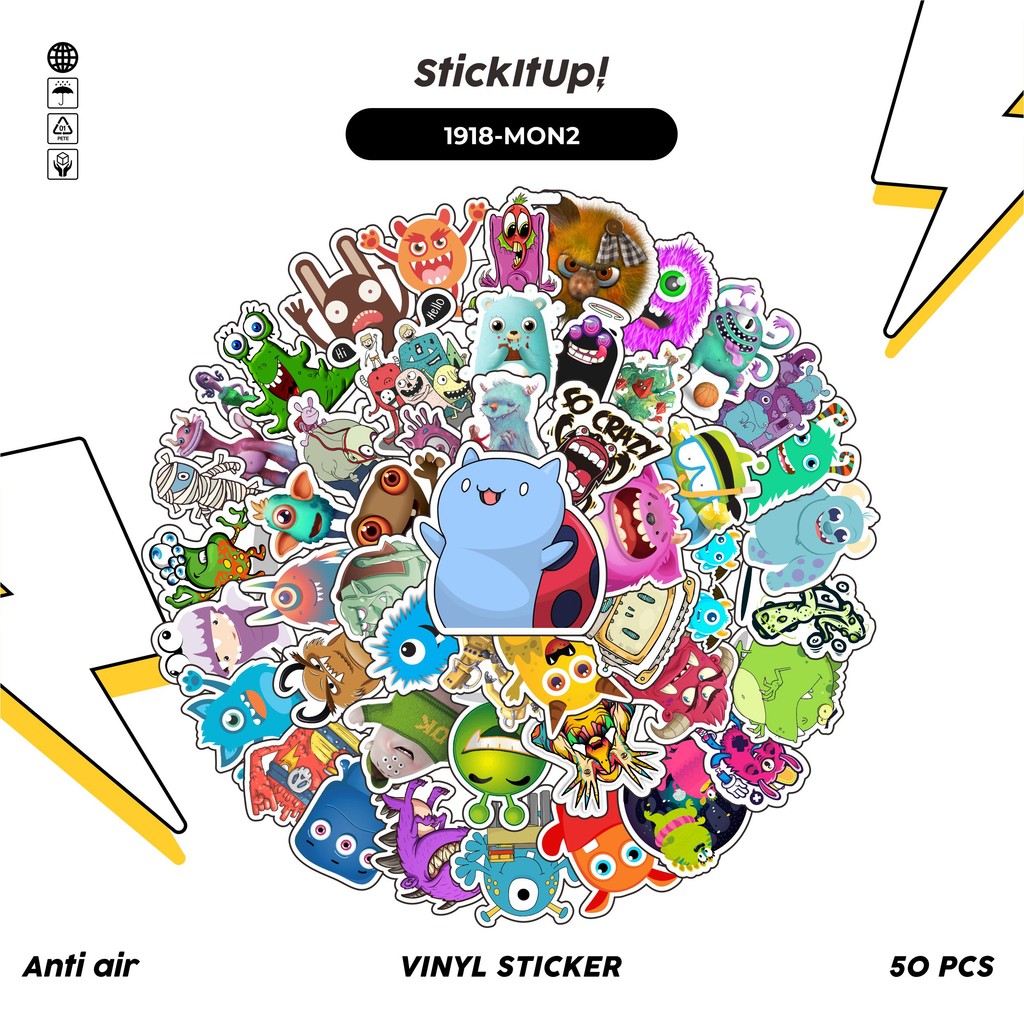 50 Pcs Sticker Pack MONSTER ART ILLUSTRATION CHARACTER MIX 02 Cute ...