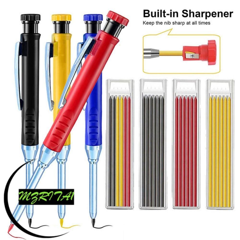 MARITA1 Solid Carpenter Pencil, Built-in Sharpener Deep Hole Marking ...