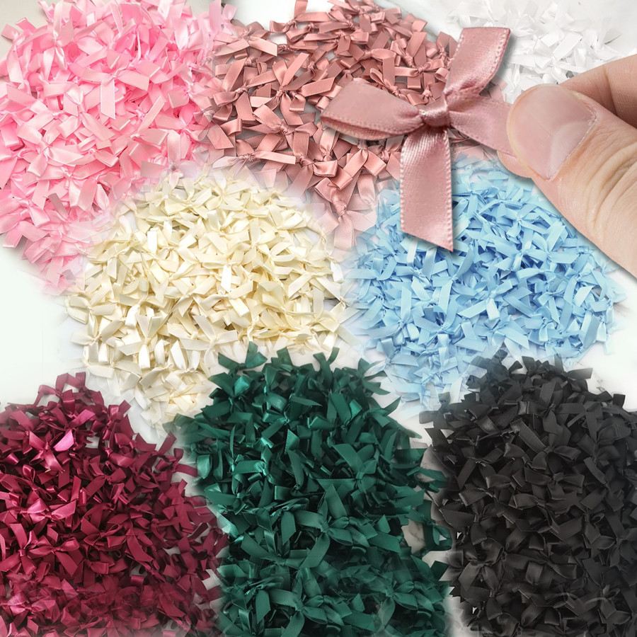 200/50Pcs Ribbon Bows Mini Satin Fabric Bows Flowers for DIY Craft ...