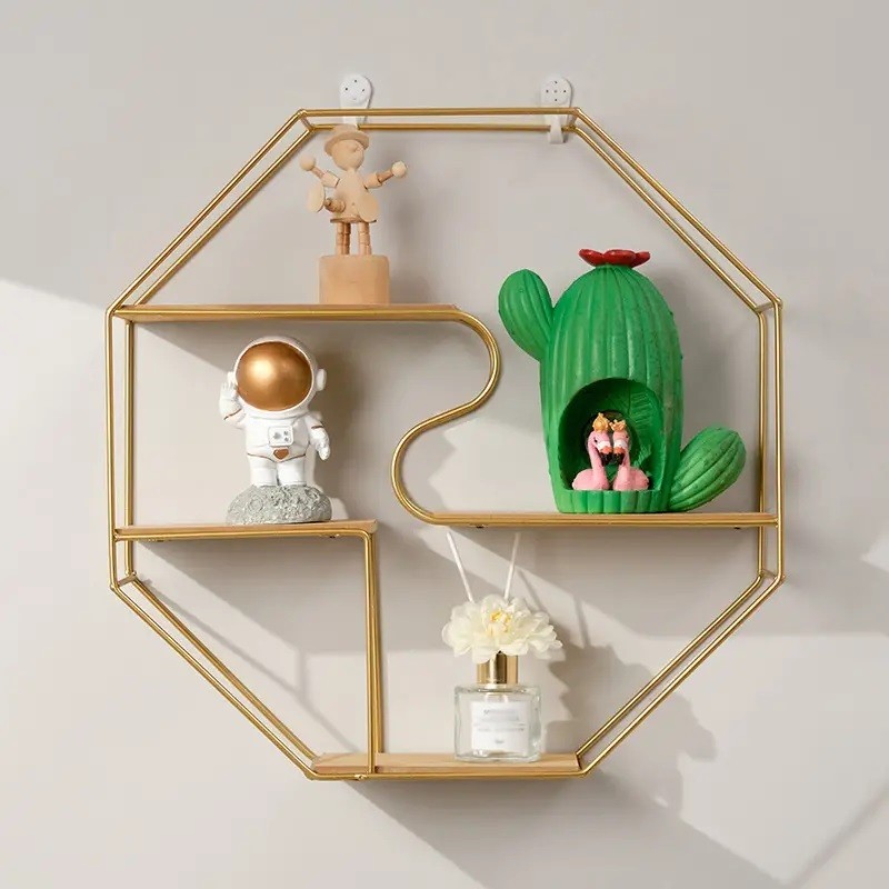 40cm Gold Octagon Nordic Wall Creative Style Hanging Rack Wall ...