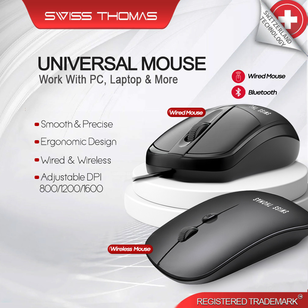 Swiss Thomas Tetikus Wireless & Berwayar/Wireless & Wired Mouse ...