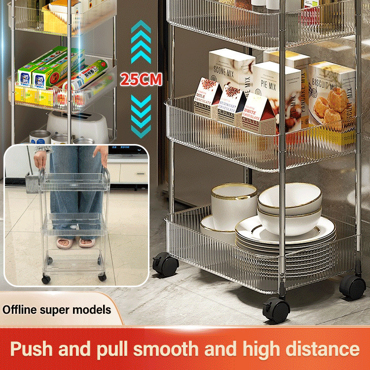 Acrylic Light Luxury Multi-Tier Storage Trolley/Push Pull Smooth High ...