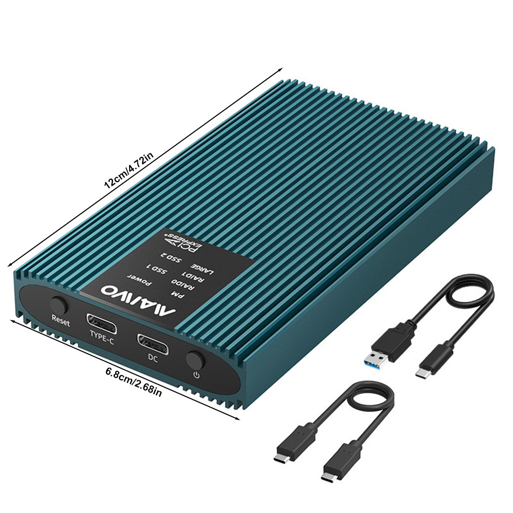 Dual Bay NVMe RAID Enclosure USB3.2 GEN2x2 20Gbps NVMe Dual-disk RAID ...