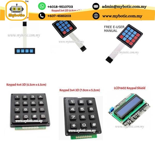 Keypad Arduino 1x4 ,3x4 ,4X4 - 2D 3D , LCD1602 Keypad Shield Compatible ...