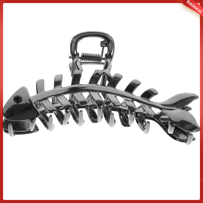 Metal Fish Bone Clamp Shark for Back of The ( Black Clamp) Women Jaw