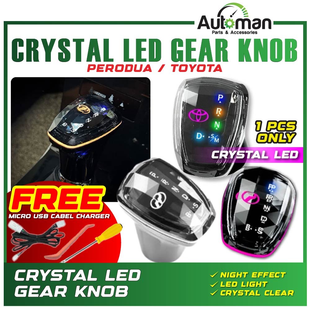 Crystal Gear Knob LED Perodua Alza Axia Aruz Ativa Bezza Myvi Alphard ...