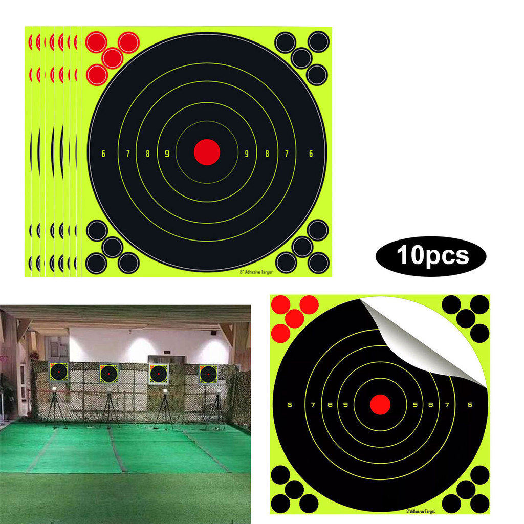 10Pcs Fluorescent Green Shooting Target Stickers for Self-Adhesive ...