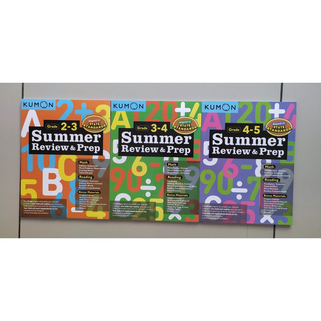Kumon Summer Review & Prep Standard 2-5 3 Books With Answer Key ...