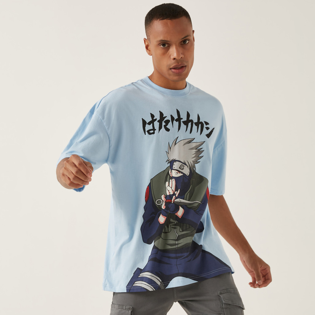 Naruto Kakashi Print Extra Loose Fit T shirt Shopee Malaysia