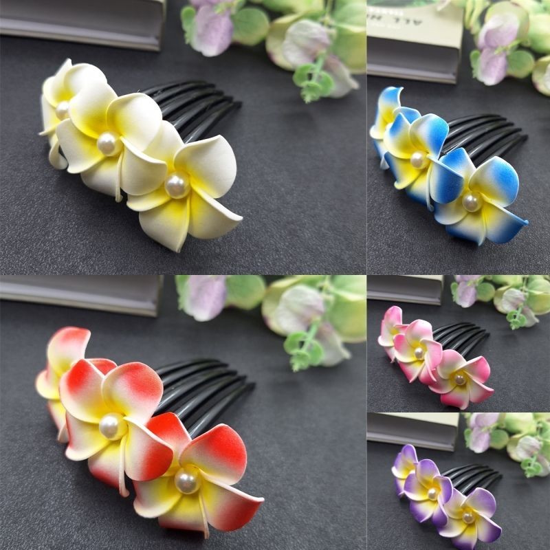 Musim bunga dan musim panas frangipani bunga sisir rambut aksesori ...