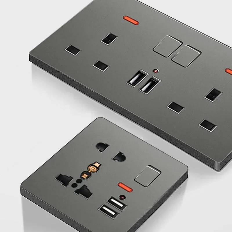 UK 13A with USB Type-c 18W Quick Charge Wall Power socket plug ...