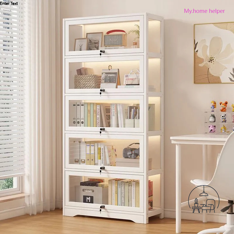 Bamboo Display Cabinet With Clear Doors - Storage For Collectibles & Liquor