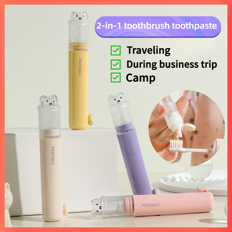 2 In1 Mini Travel Toothbrush Toothpaste Set Adult Outgoing Camp ...
