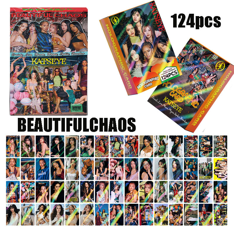 KATSEYE – Set Fan Con 60 Photocard E 72 Adesivi, Design Beautiful Chaos, Regalo Per Ragazze E Collezionisti