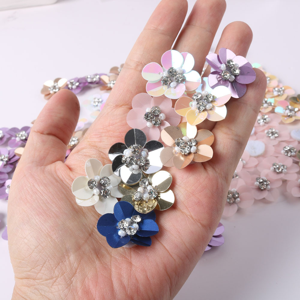 Crystal Rhinestone Flower Patches for Clothing Sew on Clothes Sequin ...