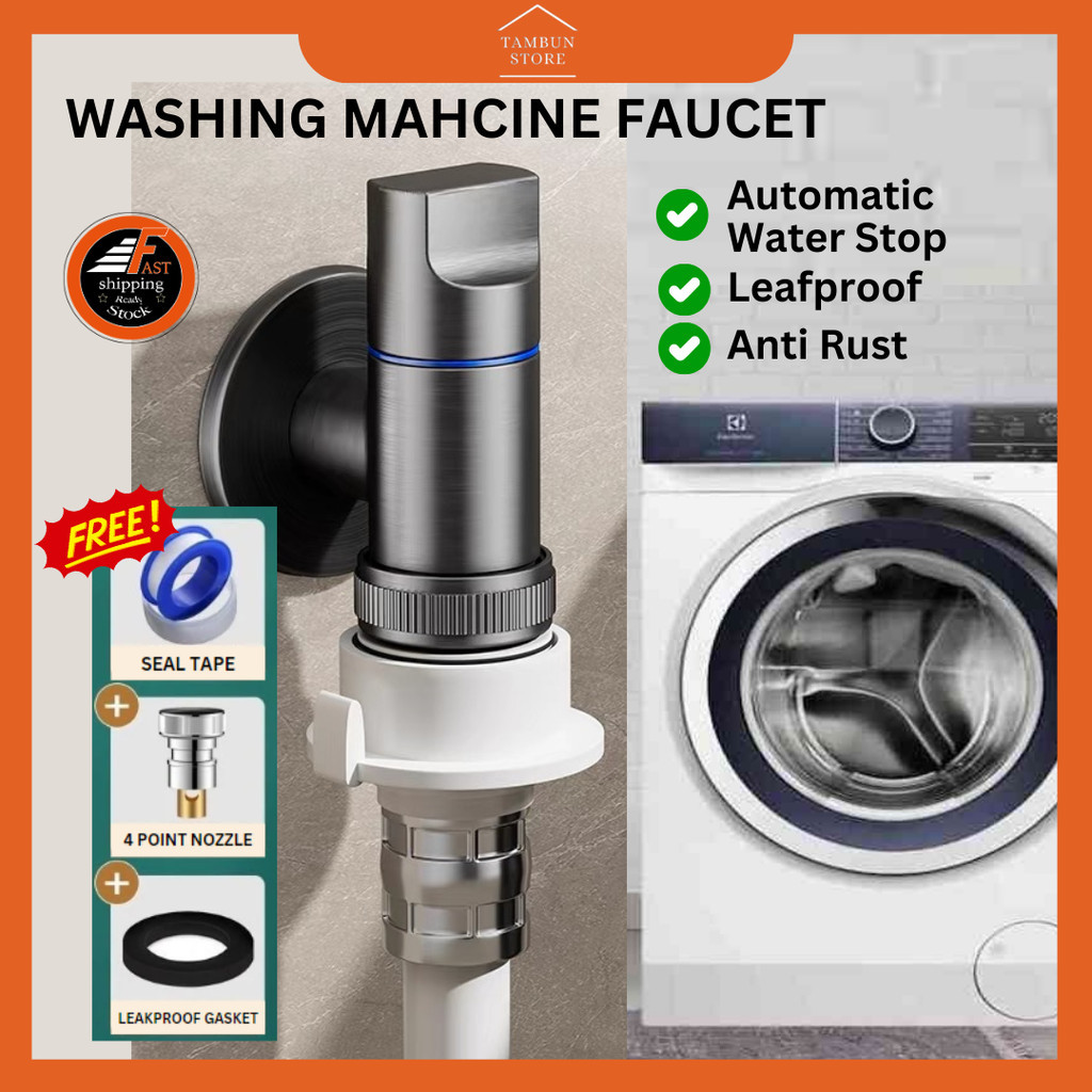4/6 Points Stainless Steel Washing Machine Faucet Automatic Waterstop ...