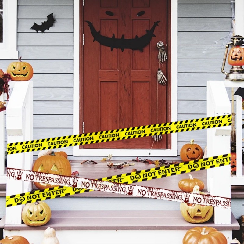 ONFAON Halloween "Do Not Enter" Caution Tape - 1.8" X 82 Ft Red/Yellow Party Decor Tape - View #2