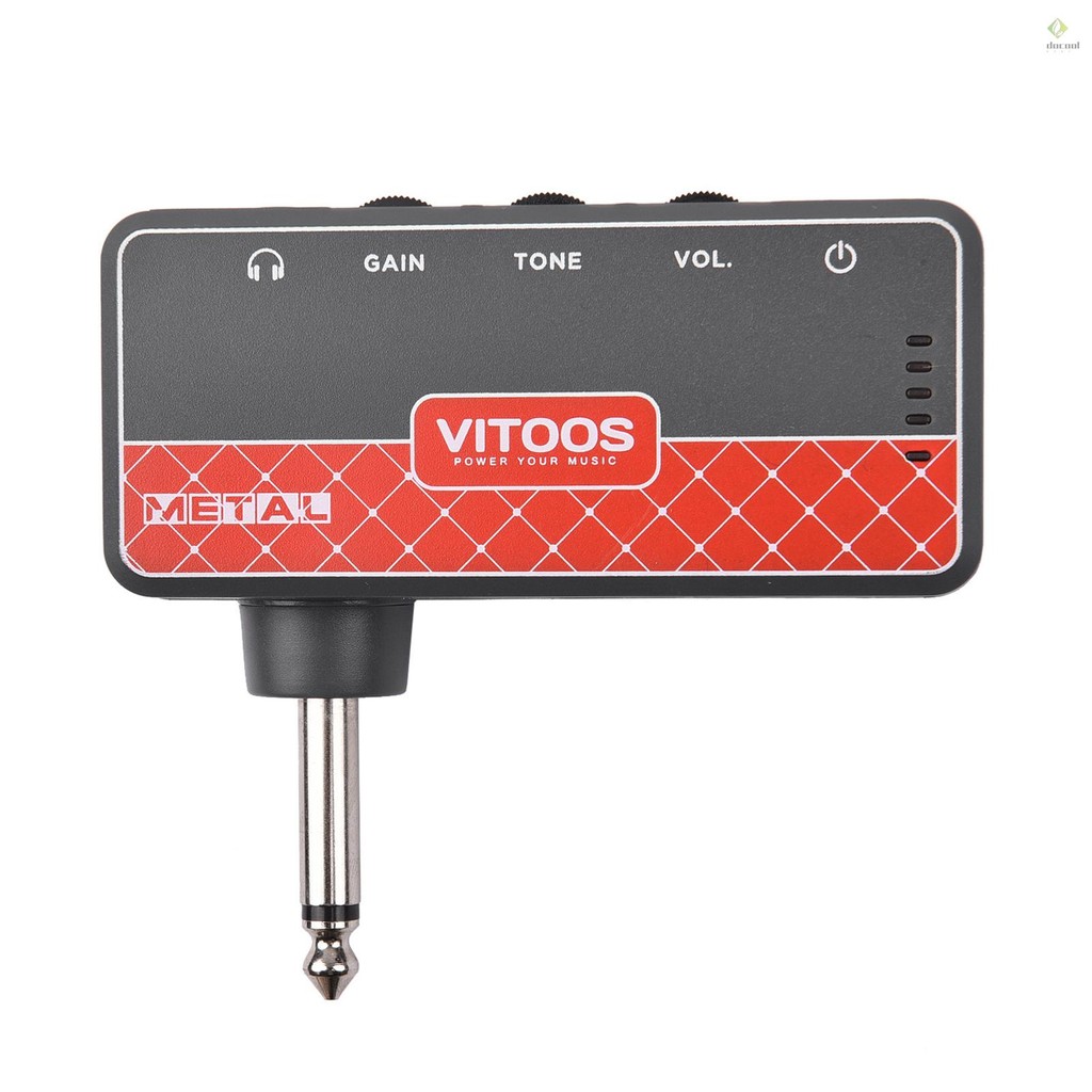 VITOOS METAL Guitar Headphone Amplifier Amp 1/4 Inch Plug 3.5mm