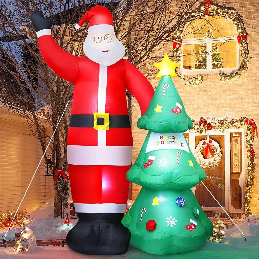 8Ft Christmas Inflatable Santa Claus Christmas Tree Holiday Yard ...