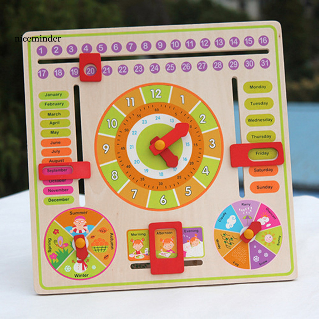 ZNCE_ Educational Wooden Clock Kids Time Learning Tool Wooden Clock Toy ...