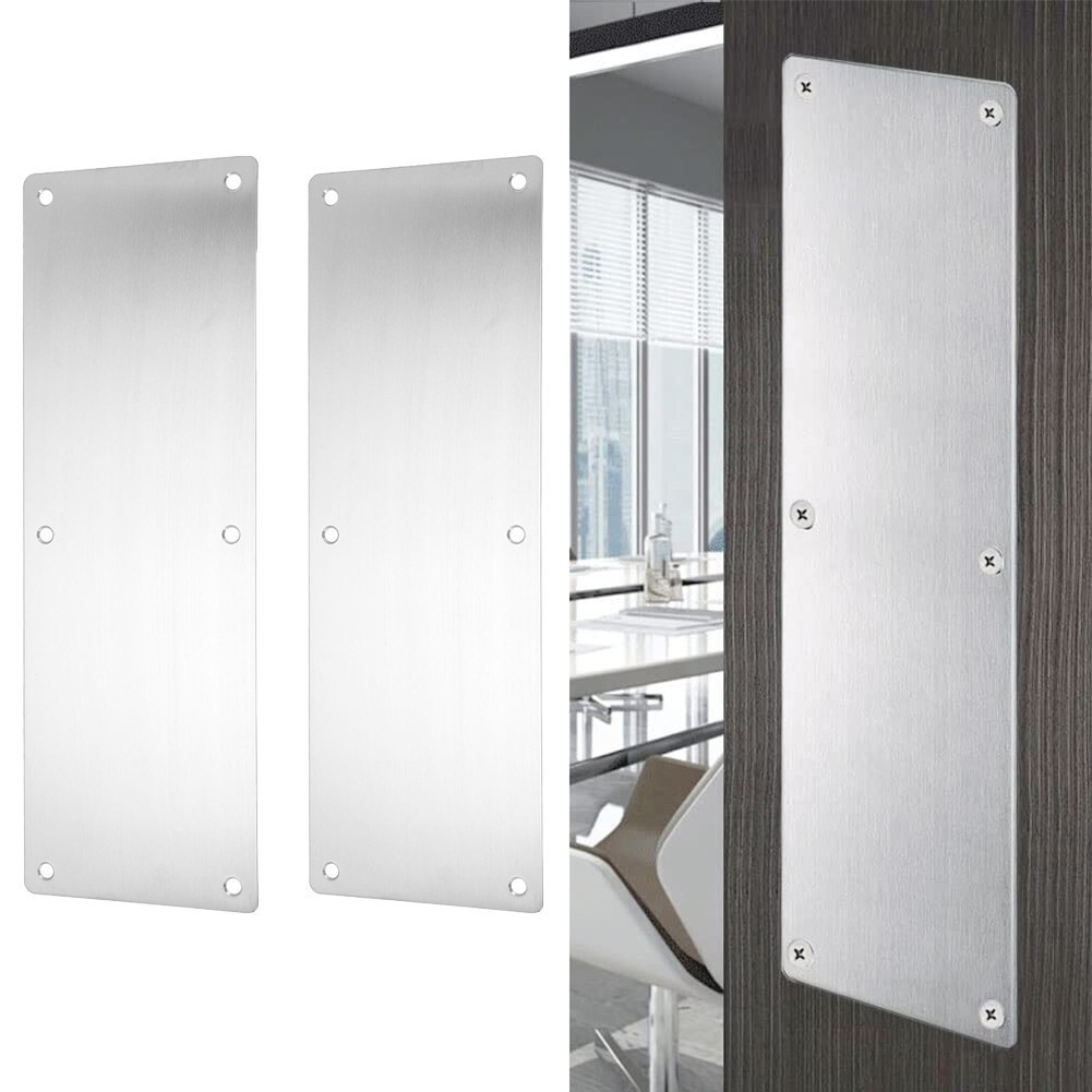 Stainless Steel Door Push Plate & Kick Plate Set – 2-Pack, 11x11x24 Inches, Silver Finish – Interior/Exterior Entryway Protection
