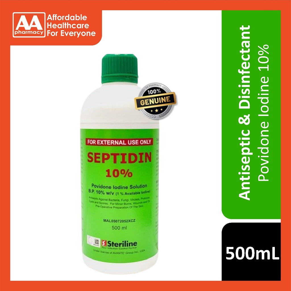 Septidin Povidone Iodine Solution B.P. 10% w/v 500mL | Shopee Malaysia