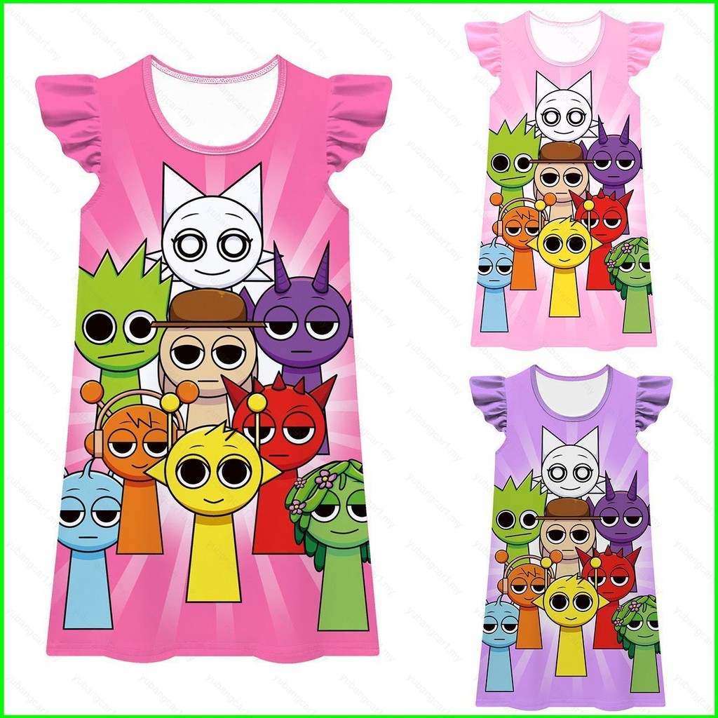 YG kids Incredibox Sprunki cartoon cute falbala dress house nightdress ...