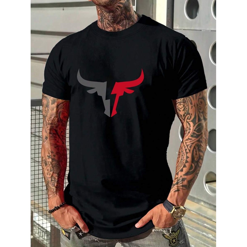 Manfinity Homme Men Bulls Graphic Print Casual Short Sleeve Tee, For ...